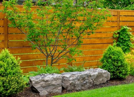 elegant garden fence with horizontal slats