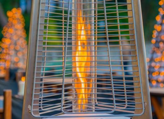 patio heater burning natural gas flame