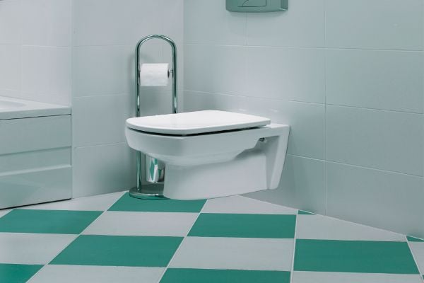 A toilet with a higher than normal chair height offers easier access and comfort