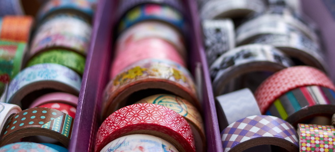 Colorful rows of washi tape.