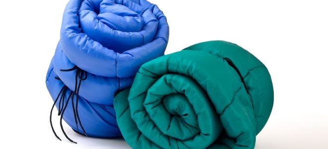 Sleeping bags on a white background.