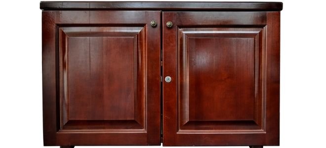 dark wood cabinets