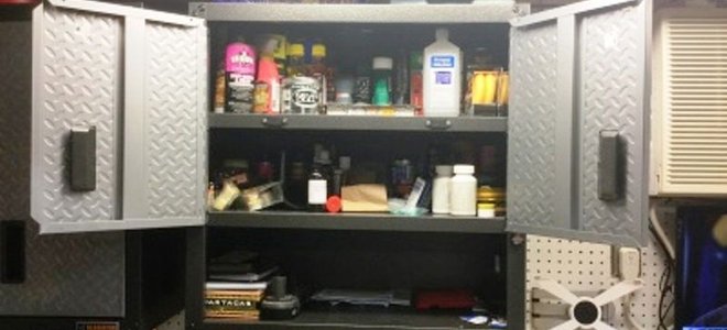 Filled cabinet in a garage