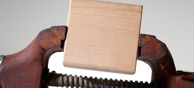 block of wood in a vise