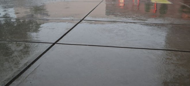 wet concrete driveway