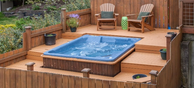 Curved Multi Level Deck Designs With Hot Tub for Small Bedroom