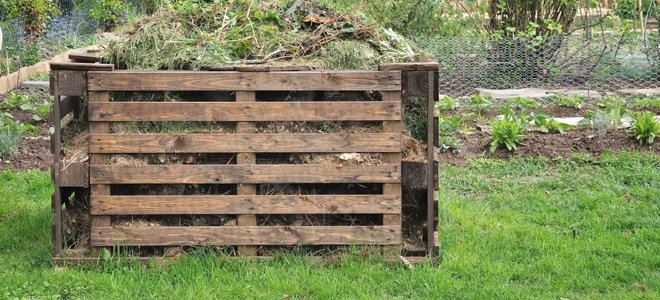large wooden compost bin