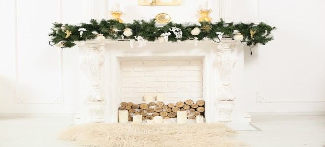 A white fireplace.