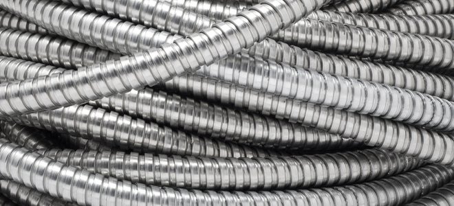 spiral of silver colored Electrical Conduits