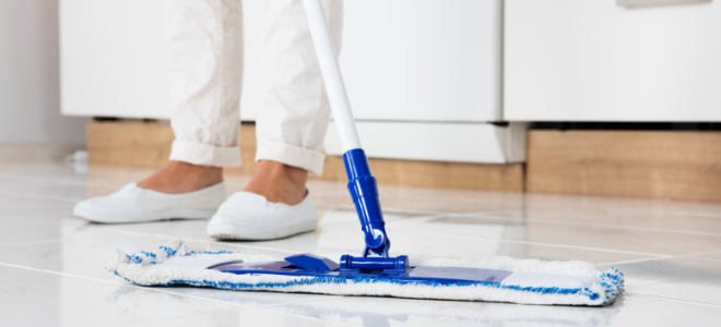 cloth mop on kitchen floor