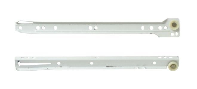 two white pull out shelf rails