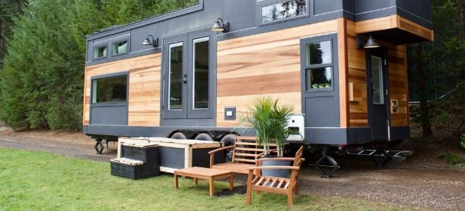 tiny home with furniture outside
