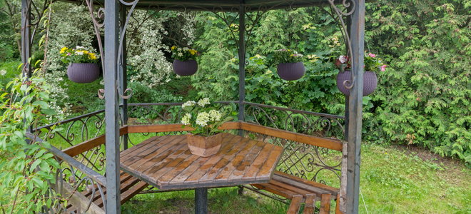 gazebo with table in center