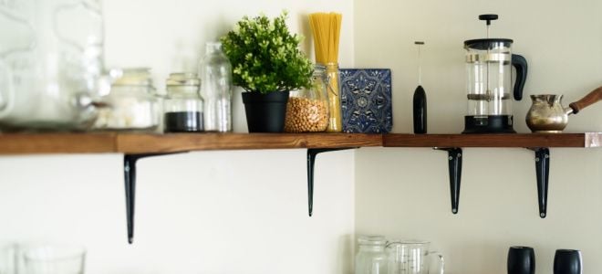 bracket shelves in kitchen