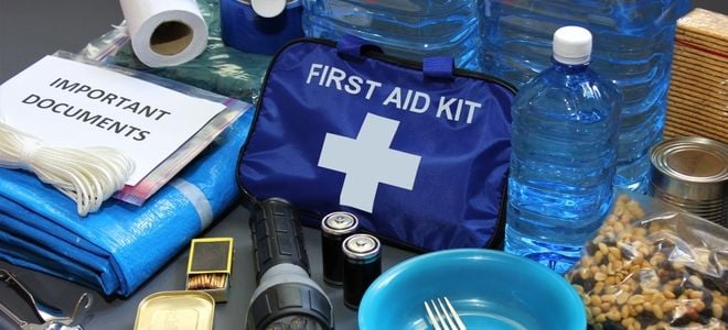 emergency kit with medical supplies