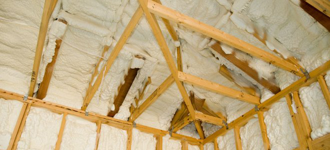 Icynene inslulation in an attic