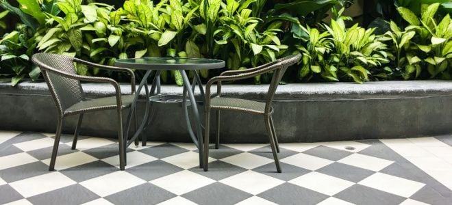 table and chairs on tile