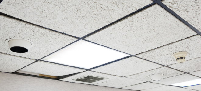 drop ceiling panels and light