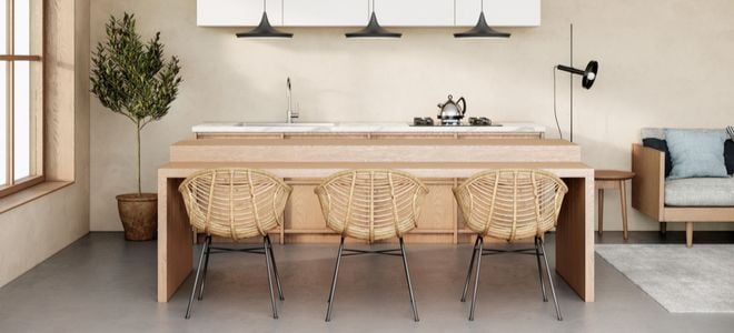 natural chairs in stylish kitchen