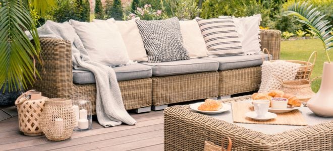 wicker outdoor furniture with large cushions