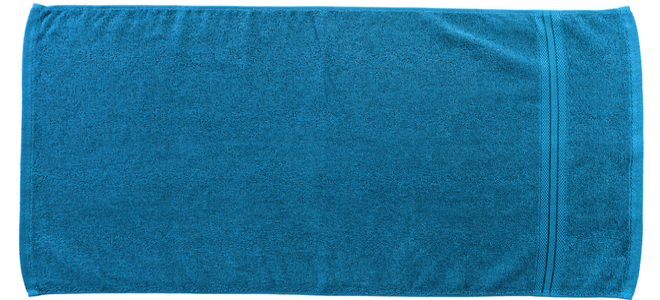 A blue beach towel laid out flat