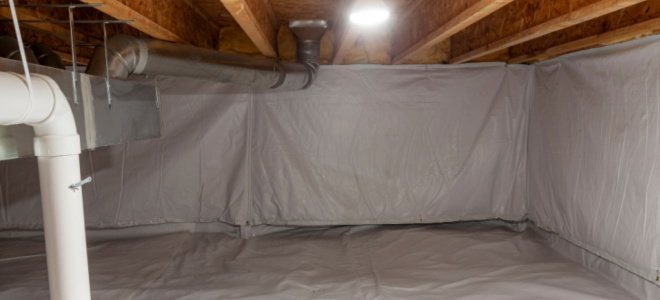 plastic barrier in crawl space
