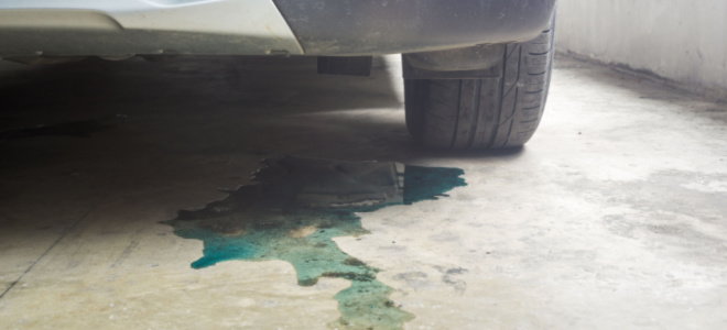 leaking car fluid on garage floor