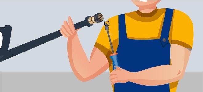 Man Checking old O-ring in electric pressure washer