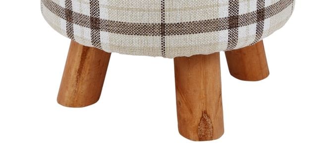 a short stool with plaid fabric cover