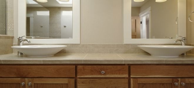 large bathroom vanity with double sinks