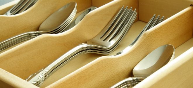silverware in a drawer with organizer