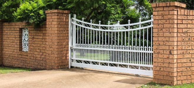 ornate white security gate