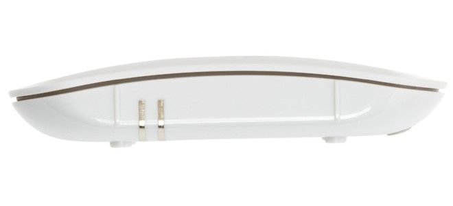 side image of a white, plastic leak detector