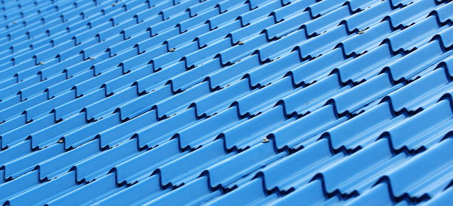 bright blue plastic roof tiles