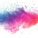 colorful cloud of powder paint spray