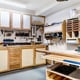 workshop garage with custom cabinets