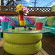 pallet deck and painted backyard furniture