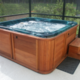 Hot tub inside a screened room