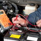 A car battery being tested. 