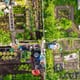 homesteading gardens seen from above