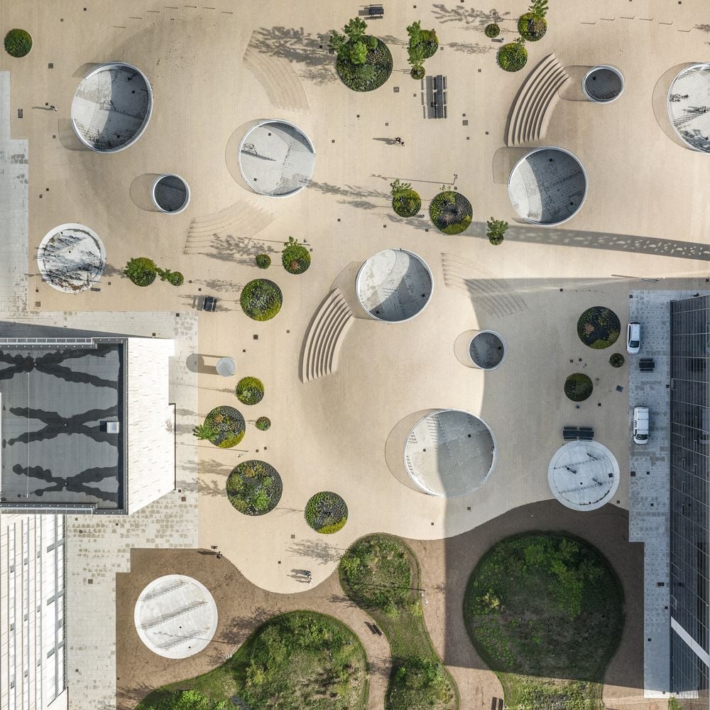 Aerial view of the COBE-designed Karen Blixens Plads