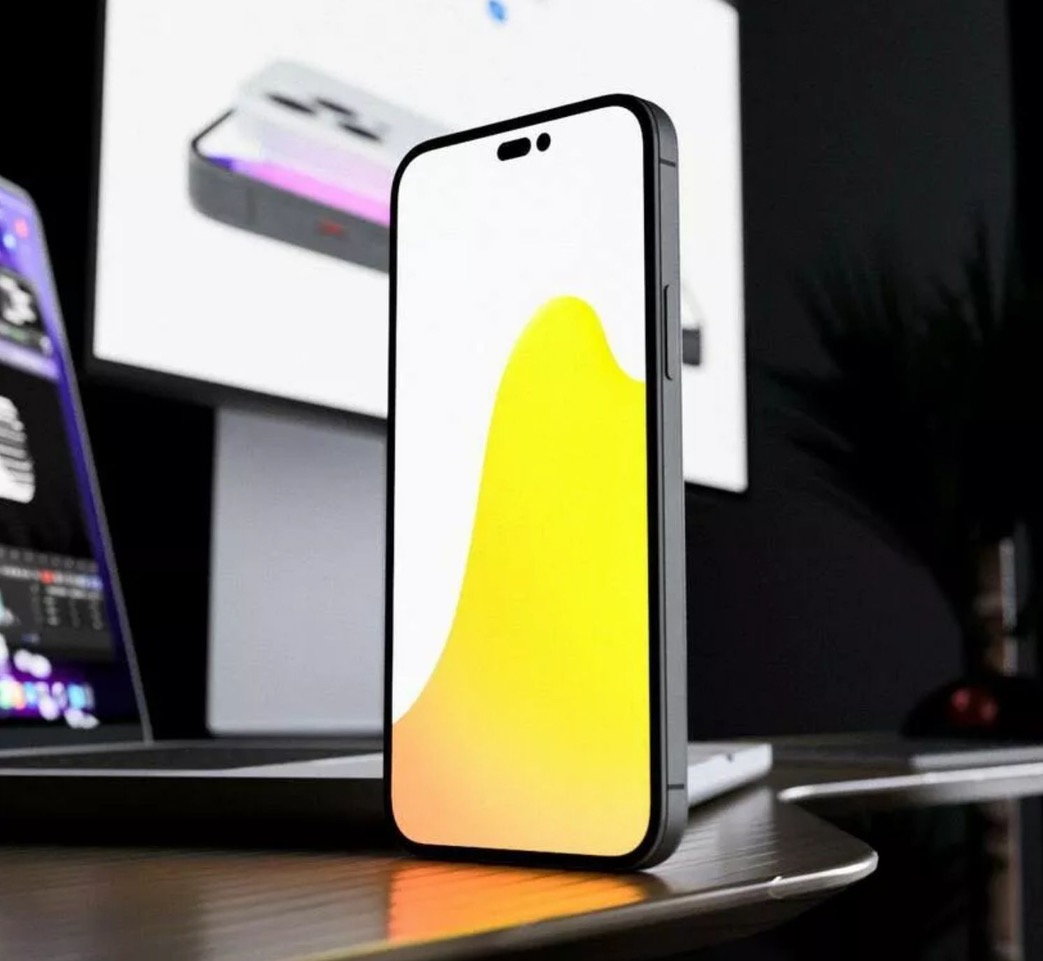 Rendering for the upcoming iPhone 14 Pro Max reveals and hole and pill notch near the top of the display.