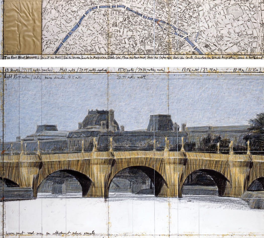 Christo and Jeanne-Claude's Plans for a similarly fabric-centered Pont Neuf installation. 
