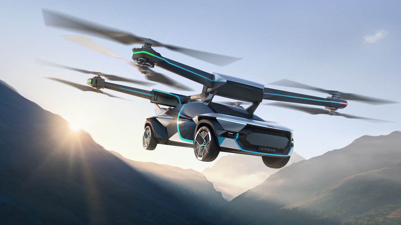 Futuristic rendering for XPeng’s AeroHT X3 flying car. 