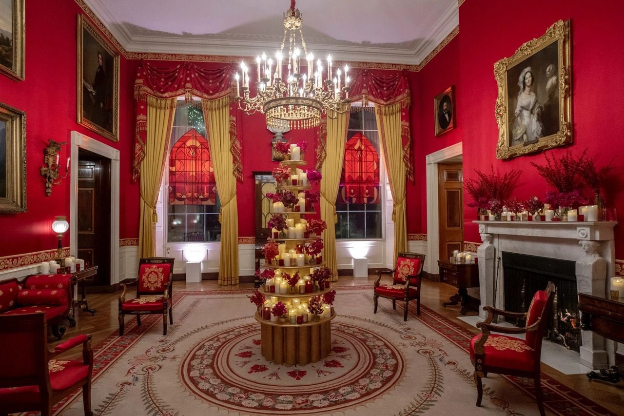 The Red Room holiday decor projects the comfort, peace, and strength we find in faith.