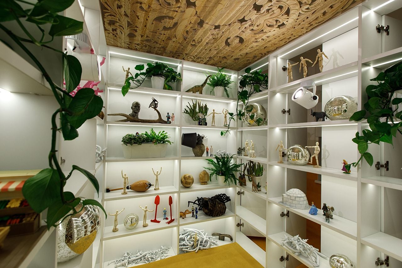 The interior shelves of the 