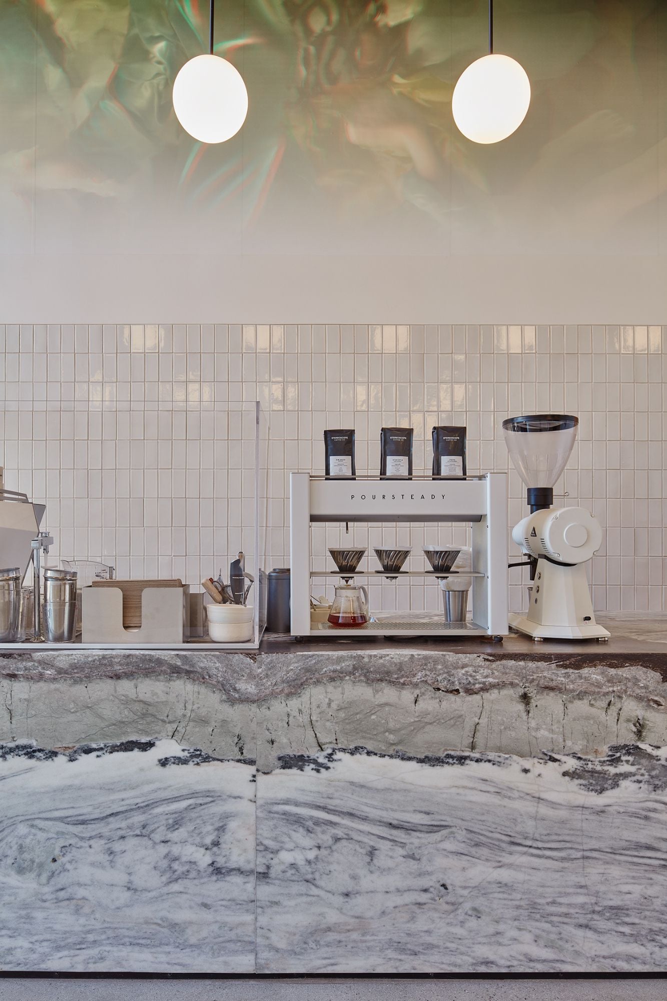Even the appliances in the Stereoscope Café are white and minimalist. 