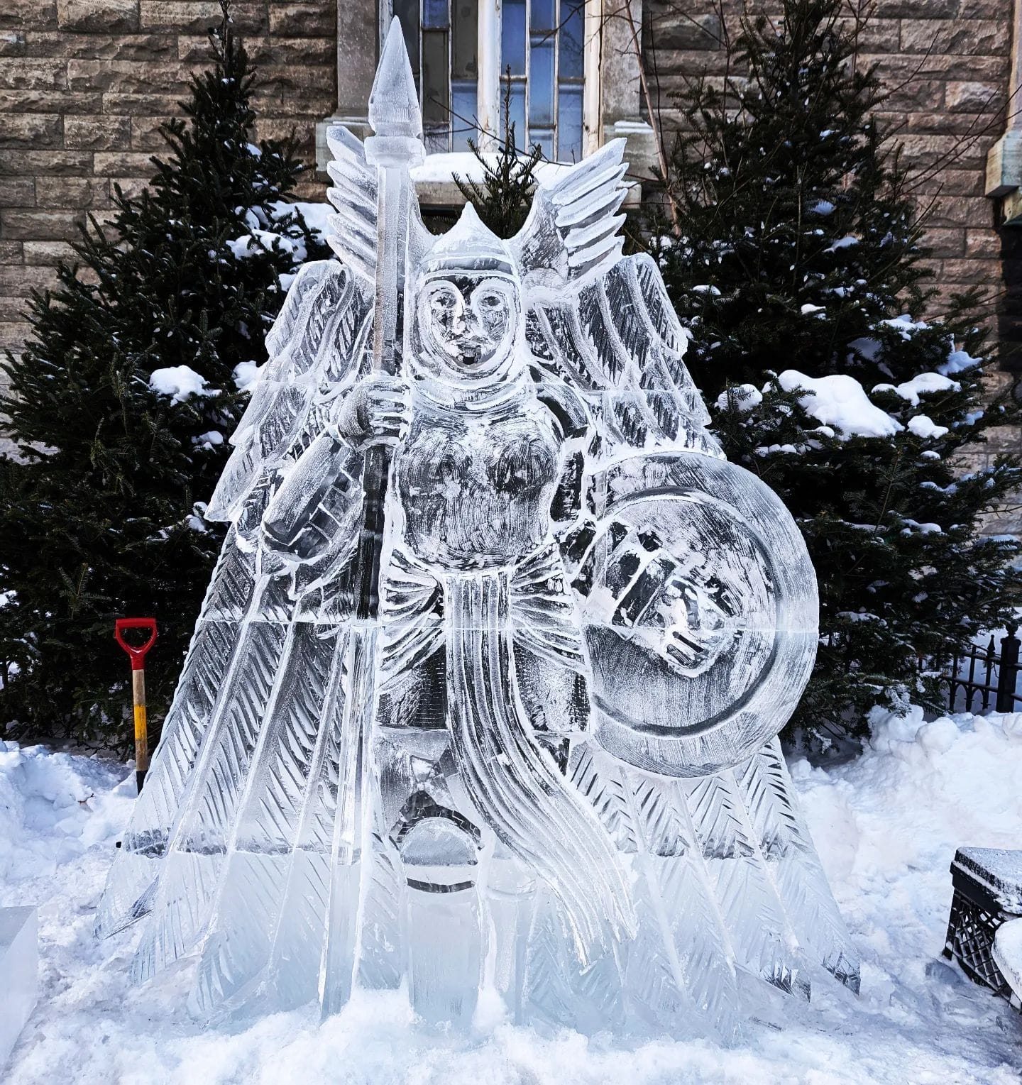 Icy warrior princess sculpture by Guy-Olivier Deveau.