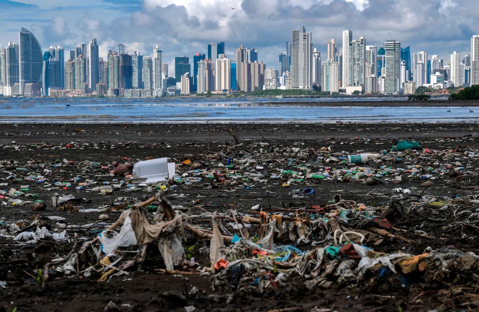 Plastic pollution outside Panama City.
