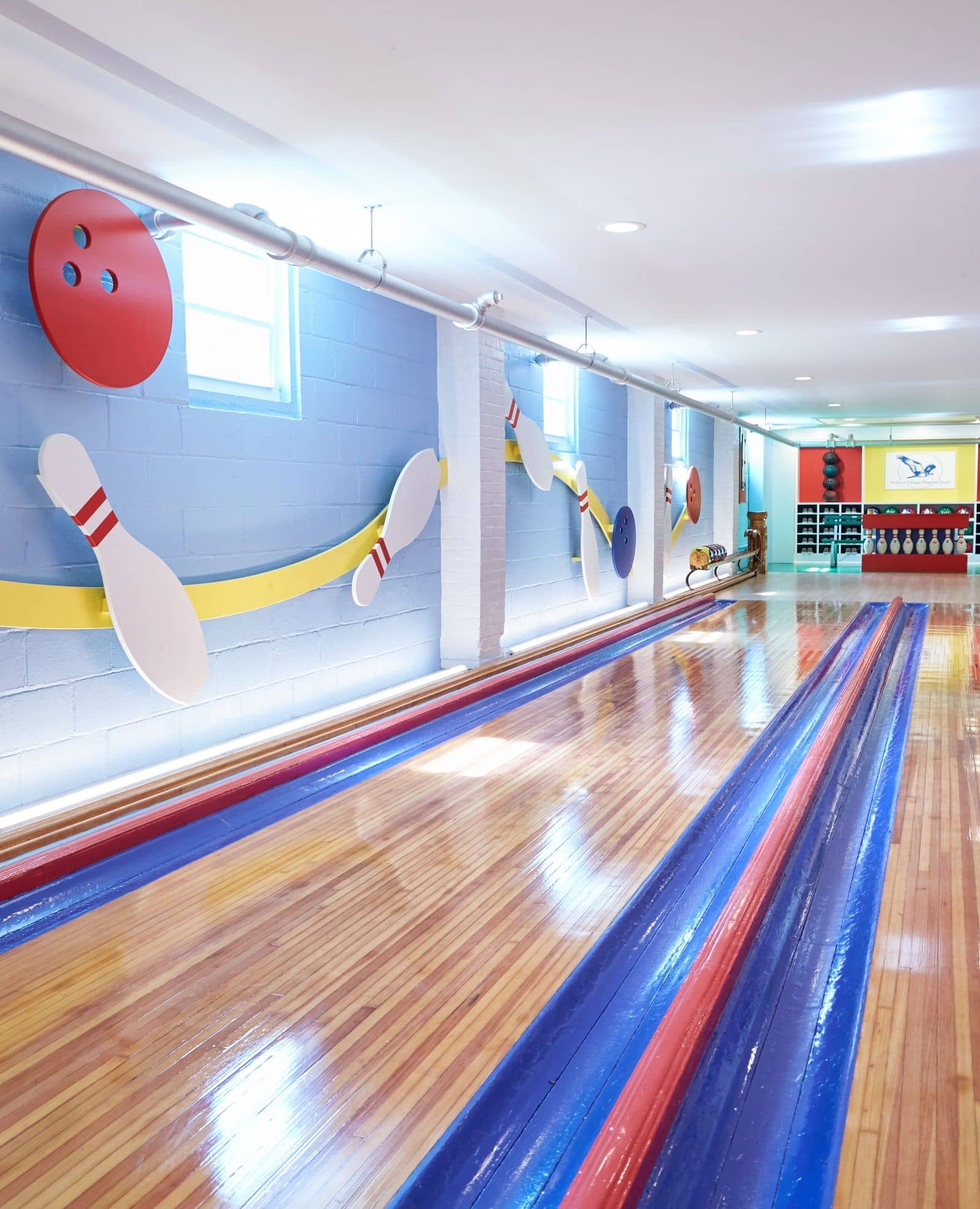 Today, the bowling alley's lanes sparkle like they did when it first opened. 